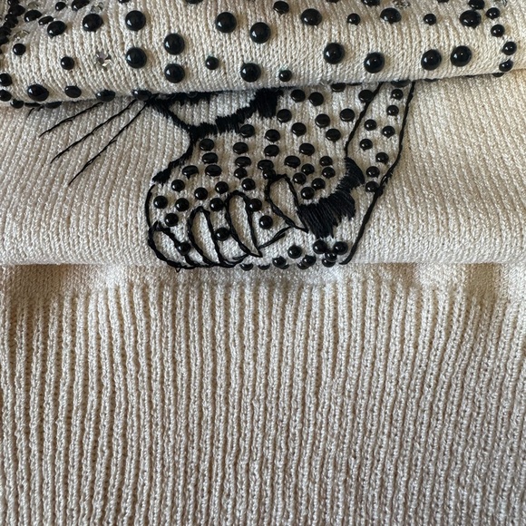 Vintage Antonella Preve Beaded Leopard Sweater Rhinestone Embellished Size Small - Picture 10 of 14